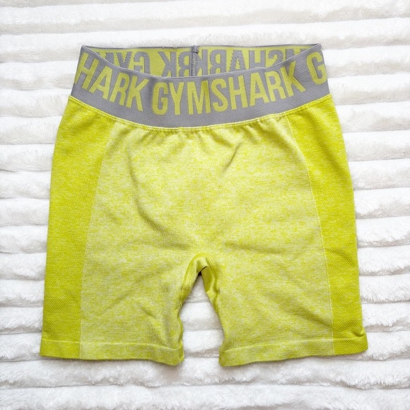 4/25$ Gymshark Seamless High Waisted Shorts Yellow and Gray Women’s Small - Picture 1 of 7